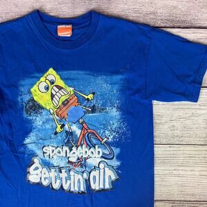 Vintage 2002 Spongebob Squarepants BMX Biking Cartoon T-shirt